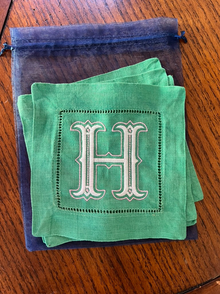 Monogrammed Cocktail Napkins — Set of 4
