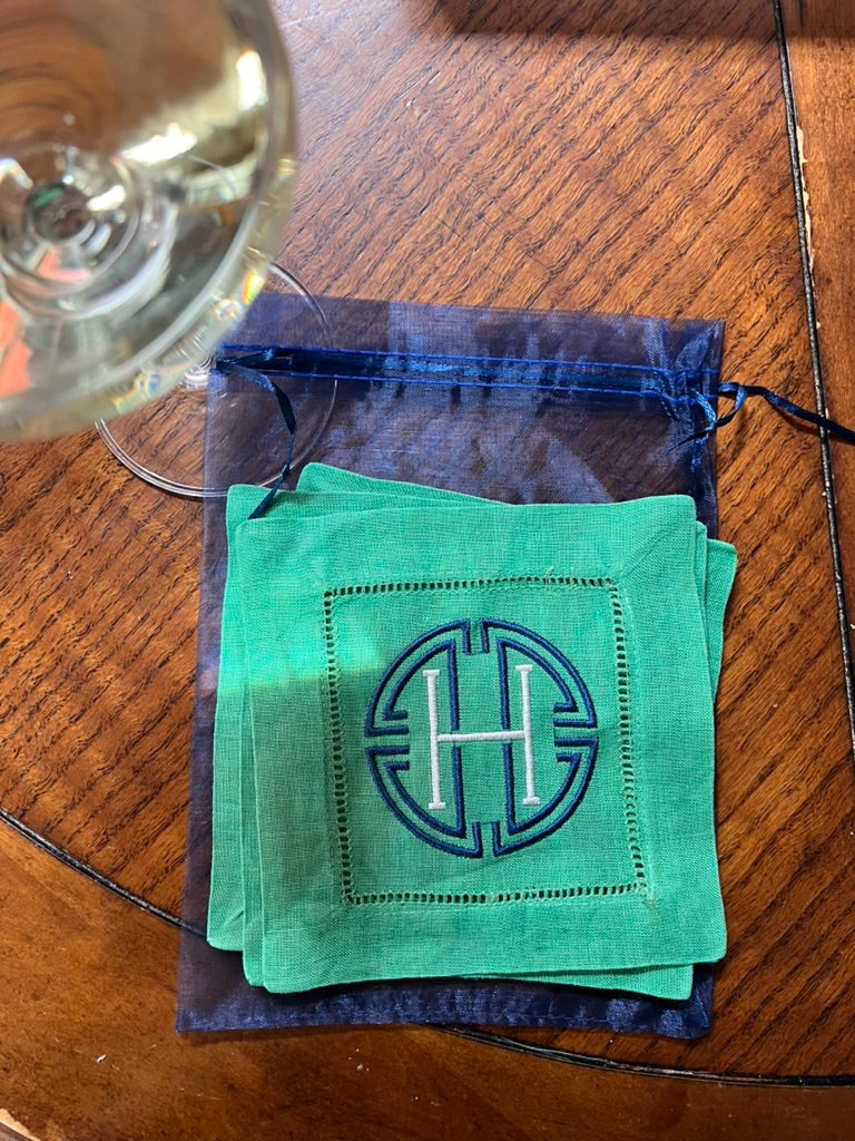 Monogrammed Cocktail Napkins — Set of 4